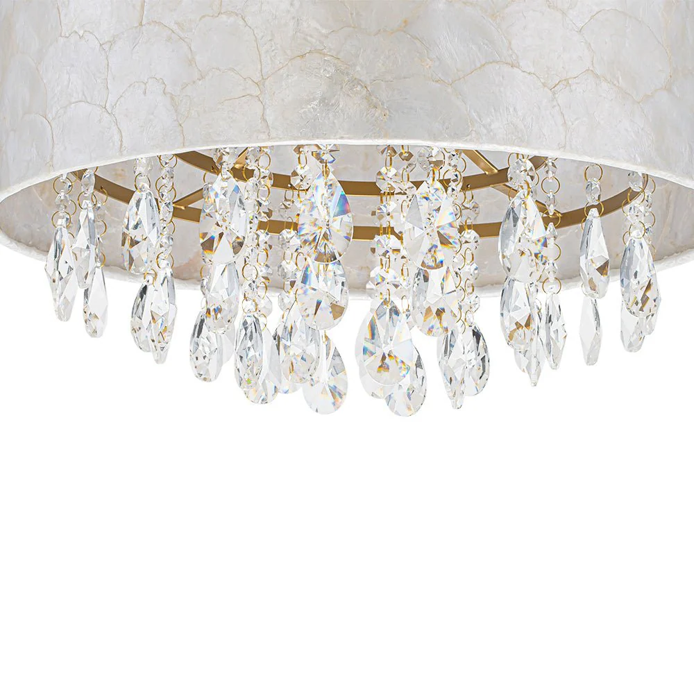 4-Light Crystal Accented Capiz Shell Drum Lantern Pendant - Image 16