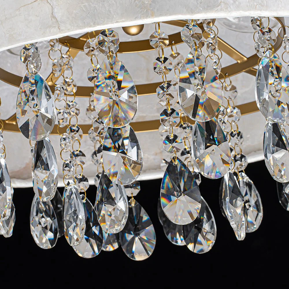 4-Light Crystal Accented Capiz Shell Drum Lantern Pendant - Image 18