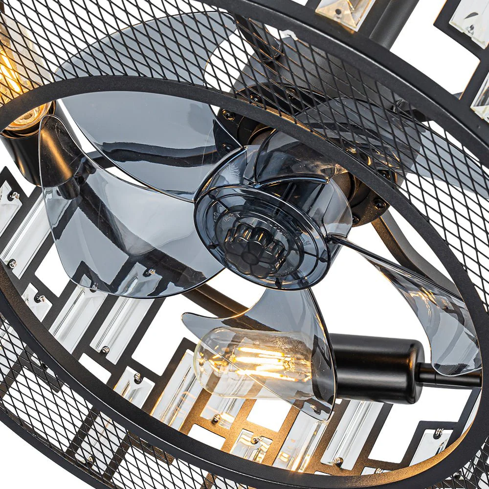4-Light Crystal Accented Drum Cage Ceiling Fan Light - Image 14