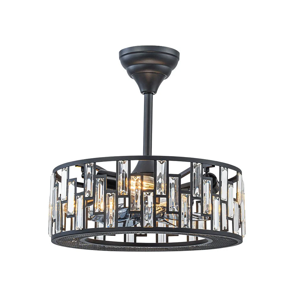 4-Light Crystal Accented Drum Cage Ceiling Fan Light - Image 3