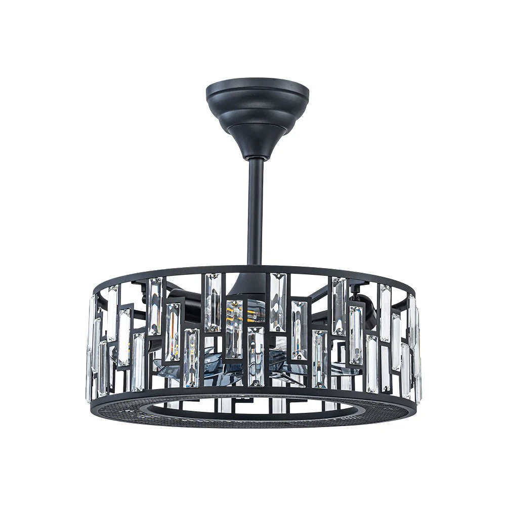 4-Light Crystal Accented Drum Cage Ceiling Fan Light - Image 4