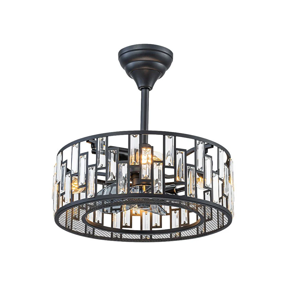 4-Light Crystal Accented Drum Cage Ceiling Fan Light - Image 5