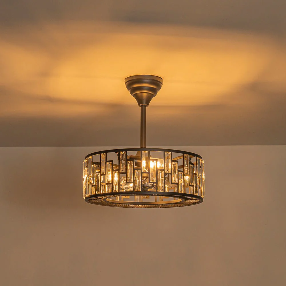 4-Light Crystal Accented Drum Cage Ceiling Fan Light - Image 8