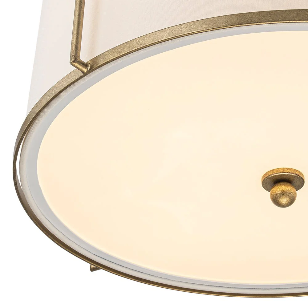4-Light Distressed Gold White Linen Drum Lantern Pendant - Image 11