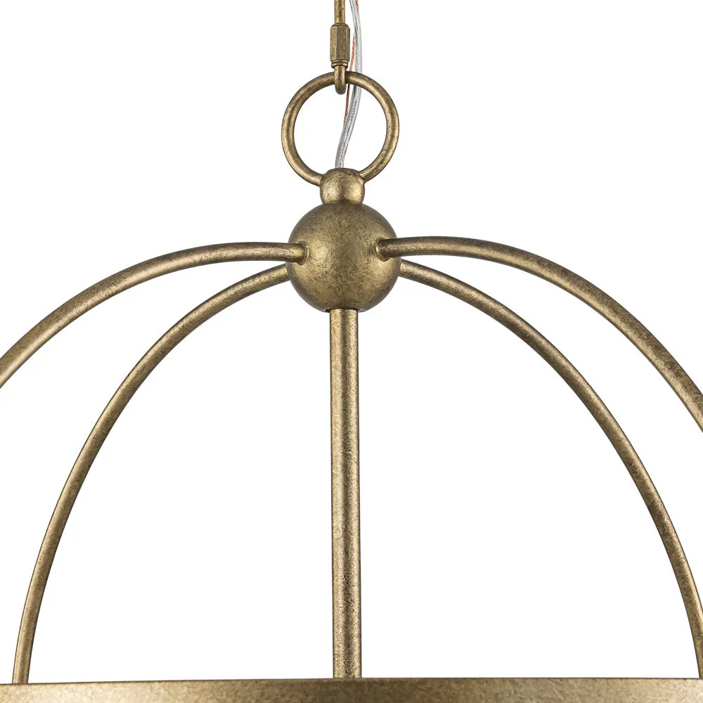 4-Light Distressed Gold White Linen Drum Lantern Pendant - Image 13