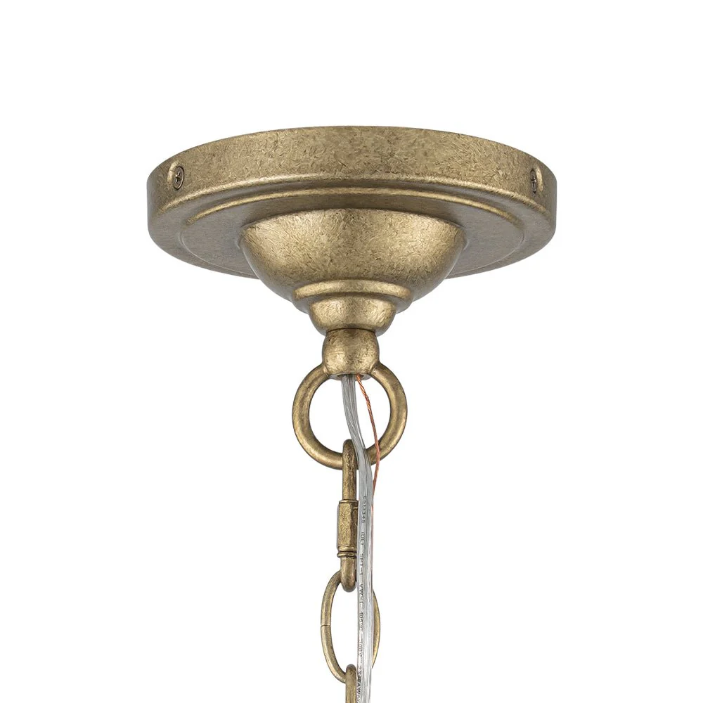 4-Light Distressed Gold White Linen Drum Lantern Pendant - Image 14