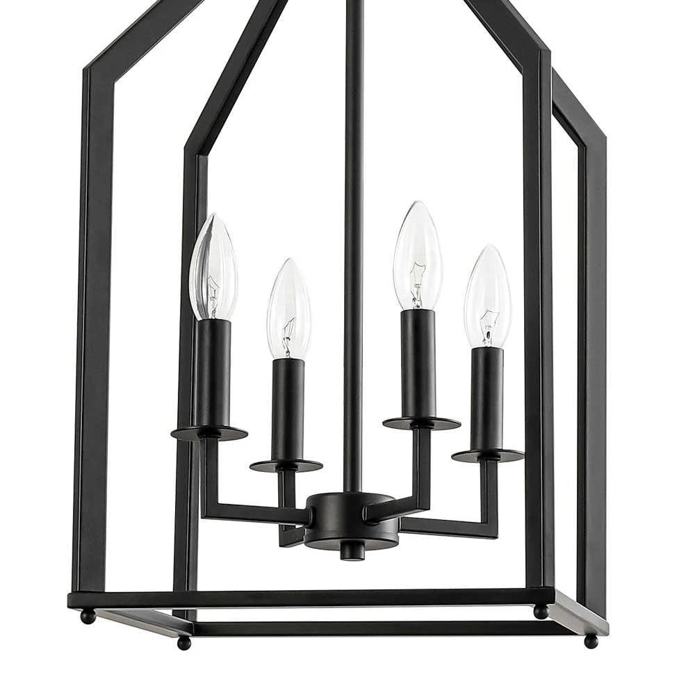 4-light Farmhouse Candle Style Black Lantern Pendant Light - Image 13