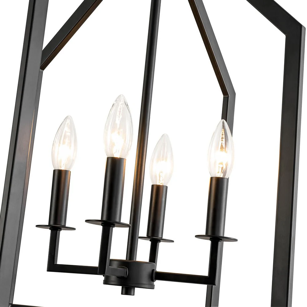 4-light Farmhouse Candle Style Black Lantern Pendant Light - Image 14