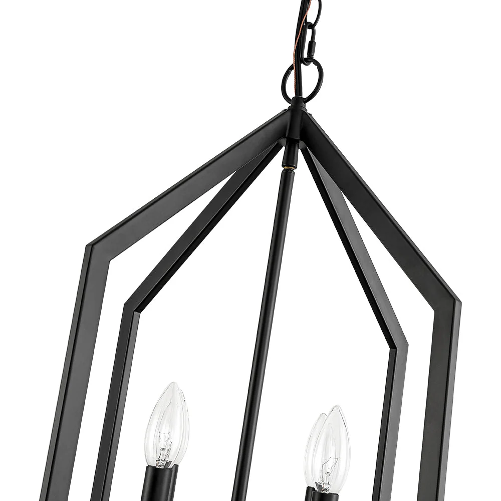 4-light Farmhouse Candle Style Black Lantern Pendant Light - Image 15