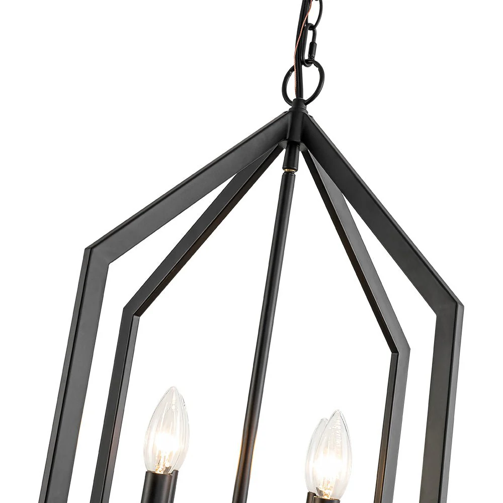 4-light Farmhouse Candle Style Black Lantern Pendant Light - Image 16