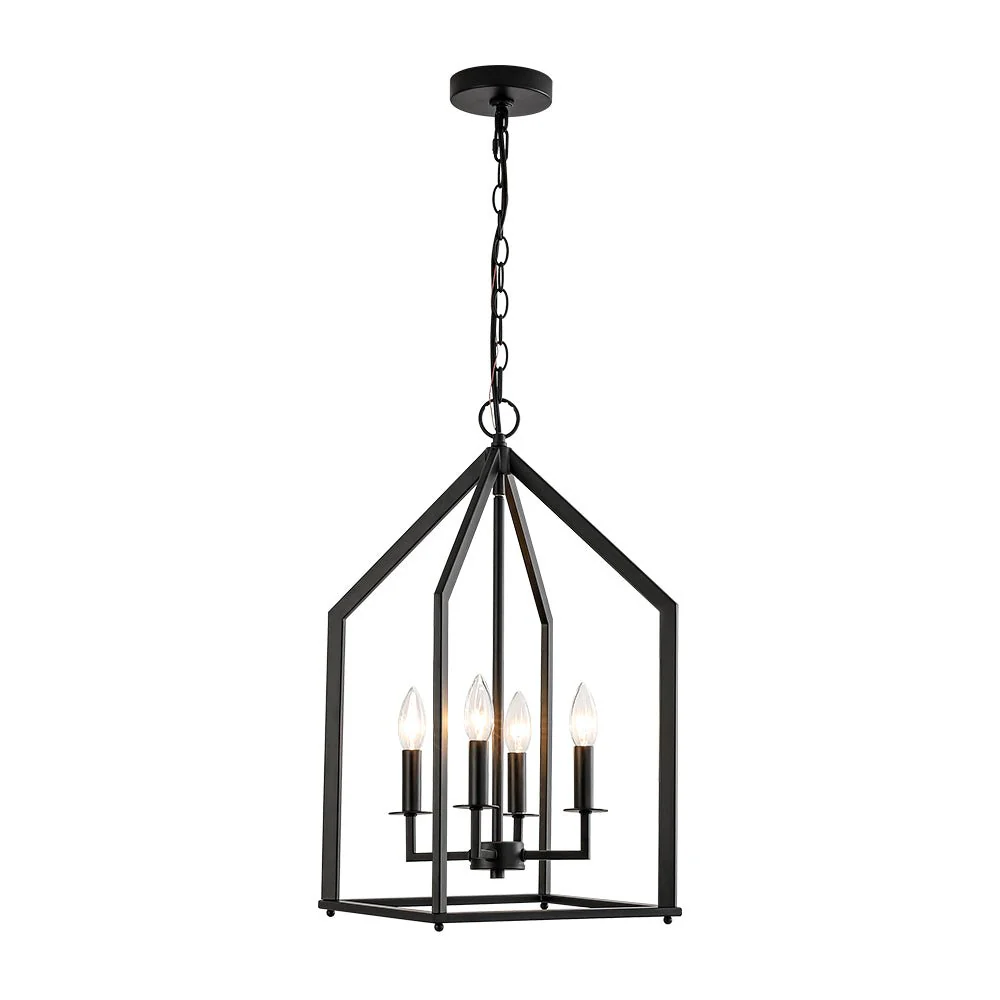 4-light Farmhouse Candle Style Black Lantern Pendant Light - Image 3