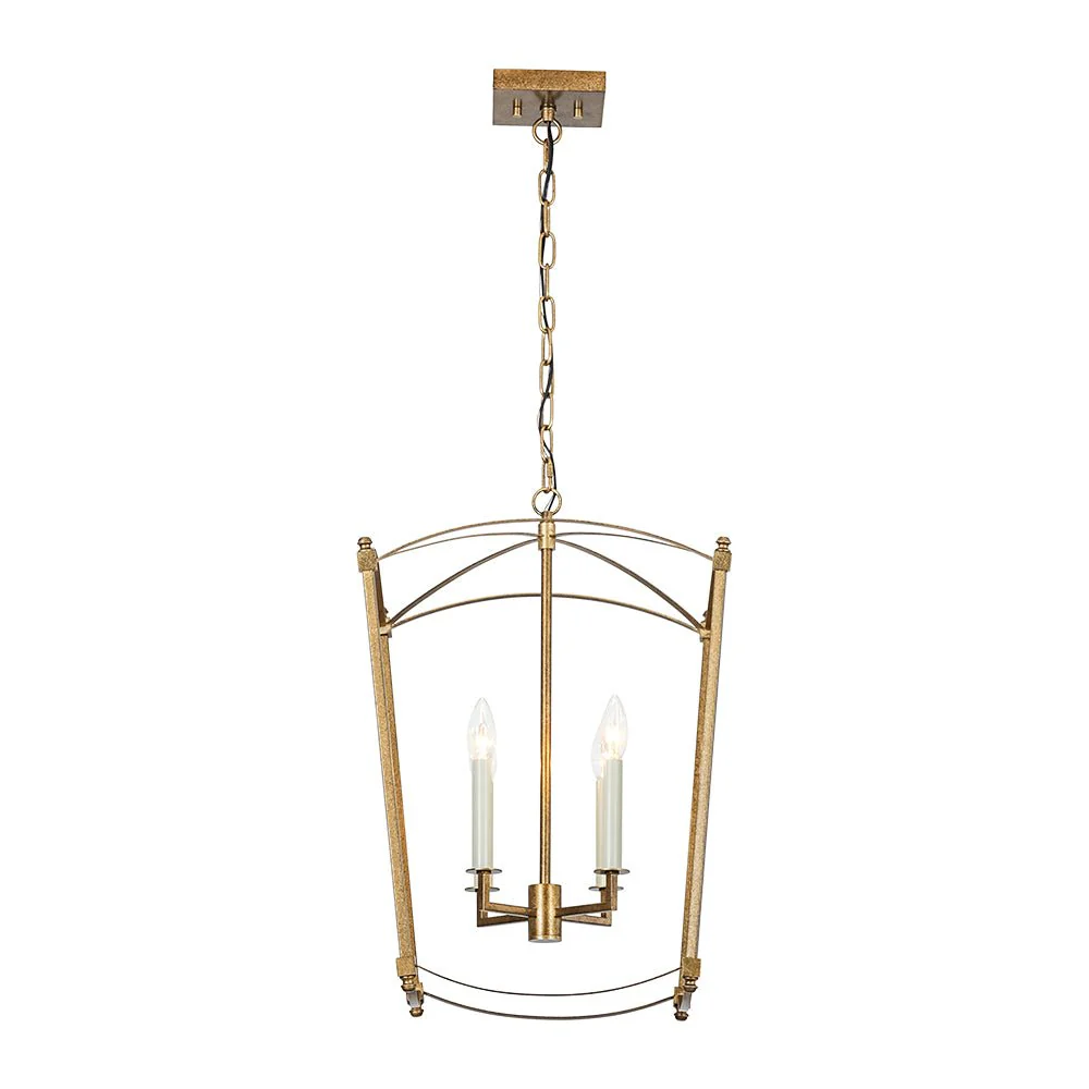 4-light French Antique Gold Candle Square Lantern Chandelier - Image 10