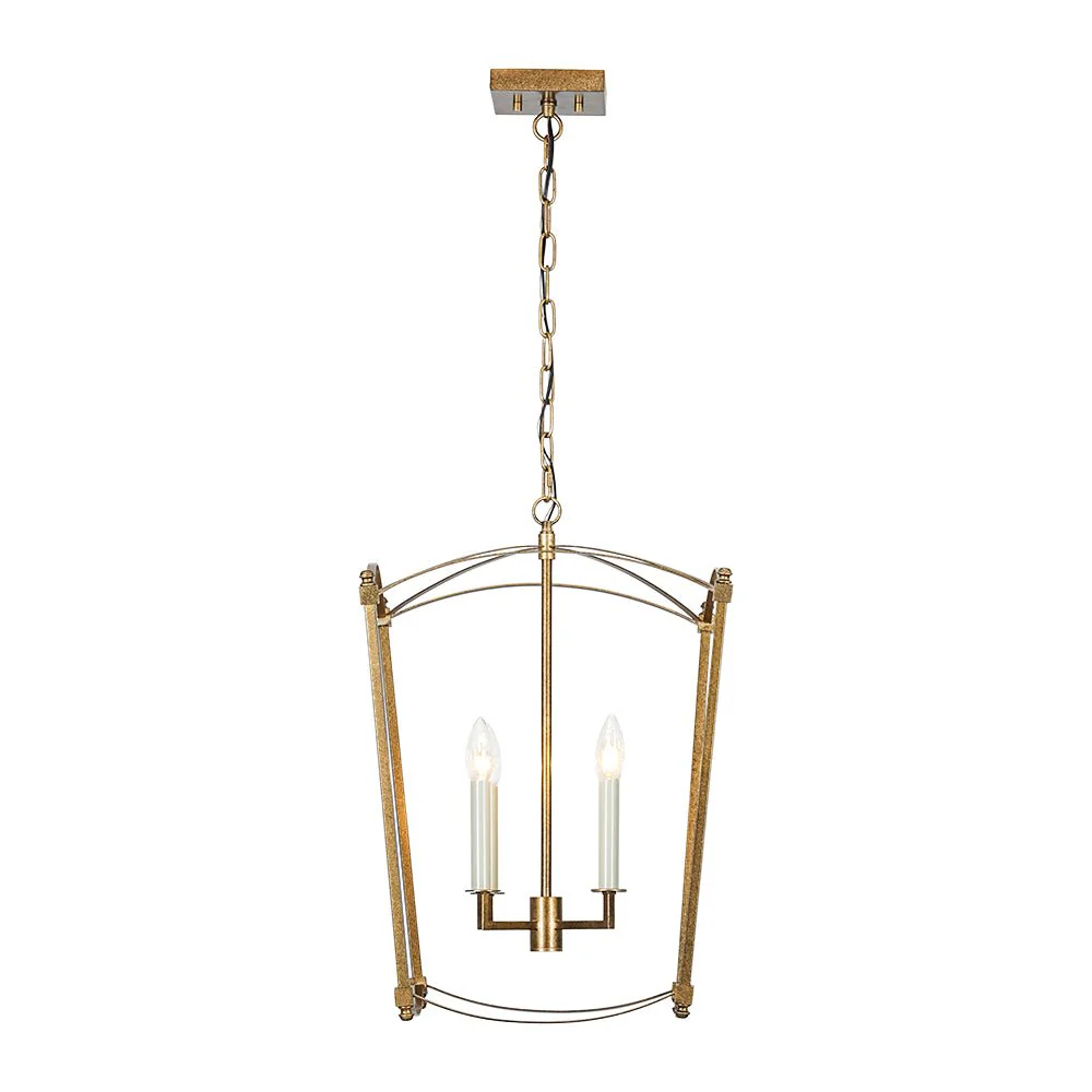 4-light French Antique Gold Candle Square Lantern Chandelier - Image 11