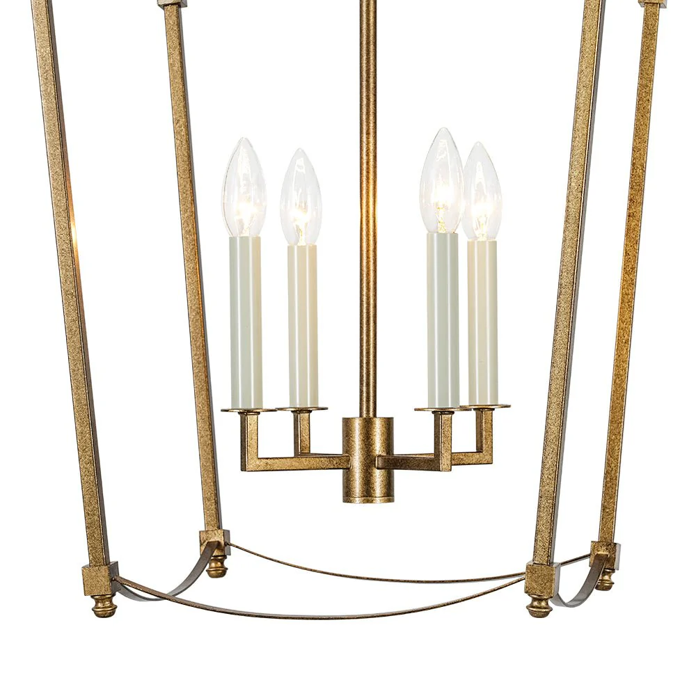 4-light French Antique Gold Candle Square Lantern Chandelier - Image 14