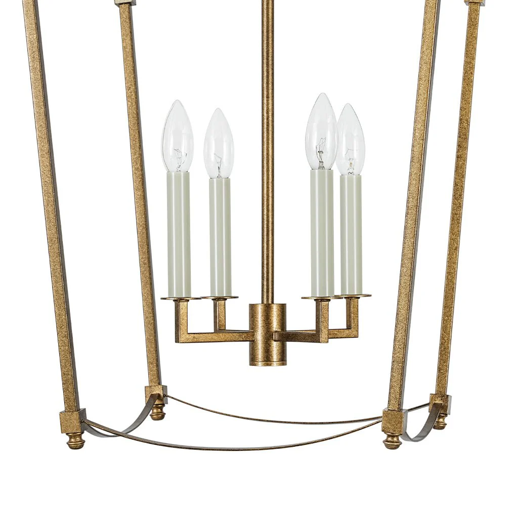 4-light French Antique Gold Candle Square Lantern Chandelier - Image 15
