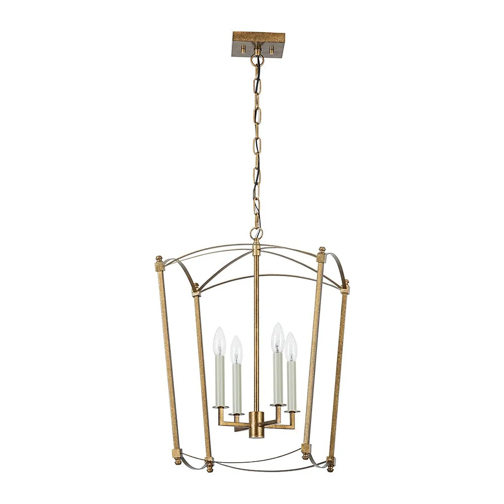 4-light French Antique Gold Candle Square Lantern Chandelier - Image 4
