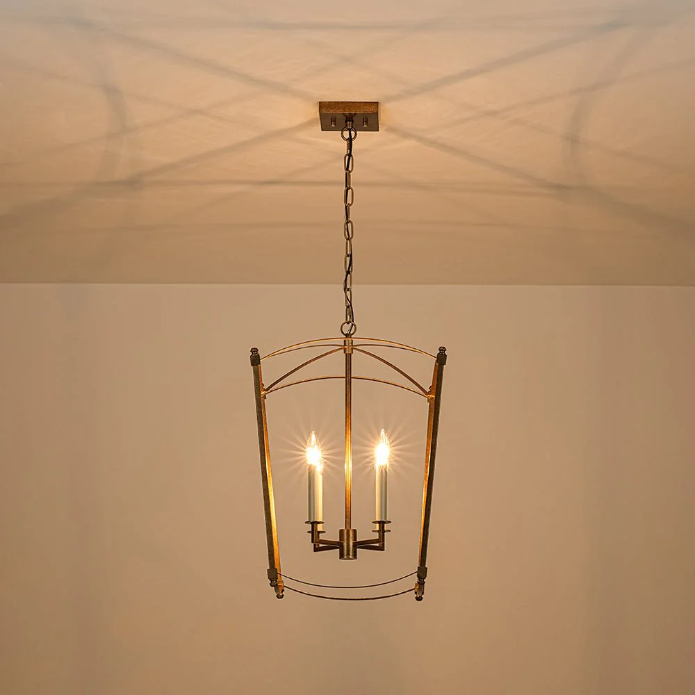 4-light French Antique Gold Candle Square Lantern Chandelier - Image 7
