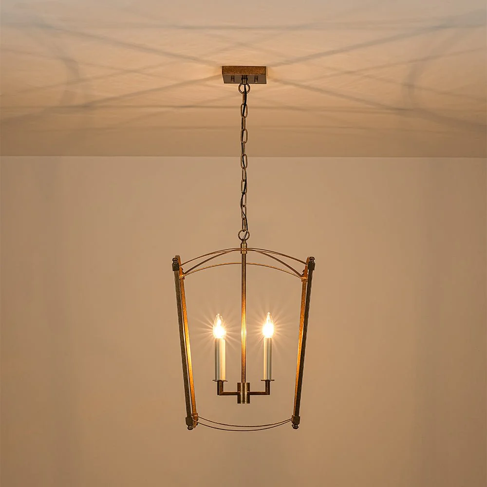 4-light French Antique Gold Candle Square Lantern Chandelier - Image 8