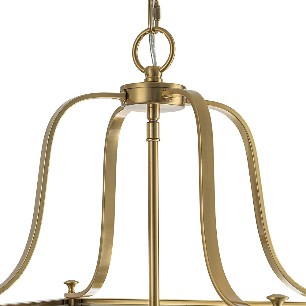 4-Light French Candle Style Wide Square Glass Lantern Pendant - Image 11