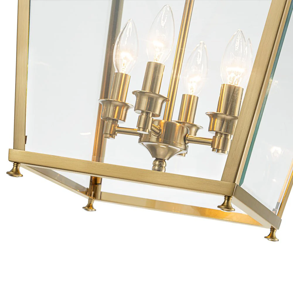 4-Light French Candle Style Wide Square Glass Lantern Pendant - Image 12