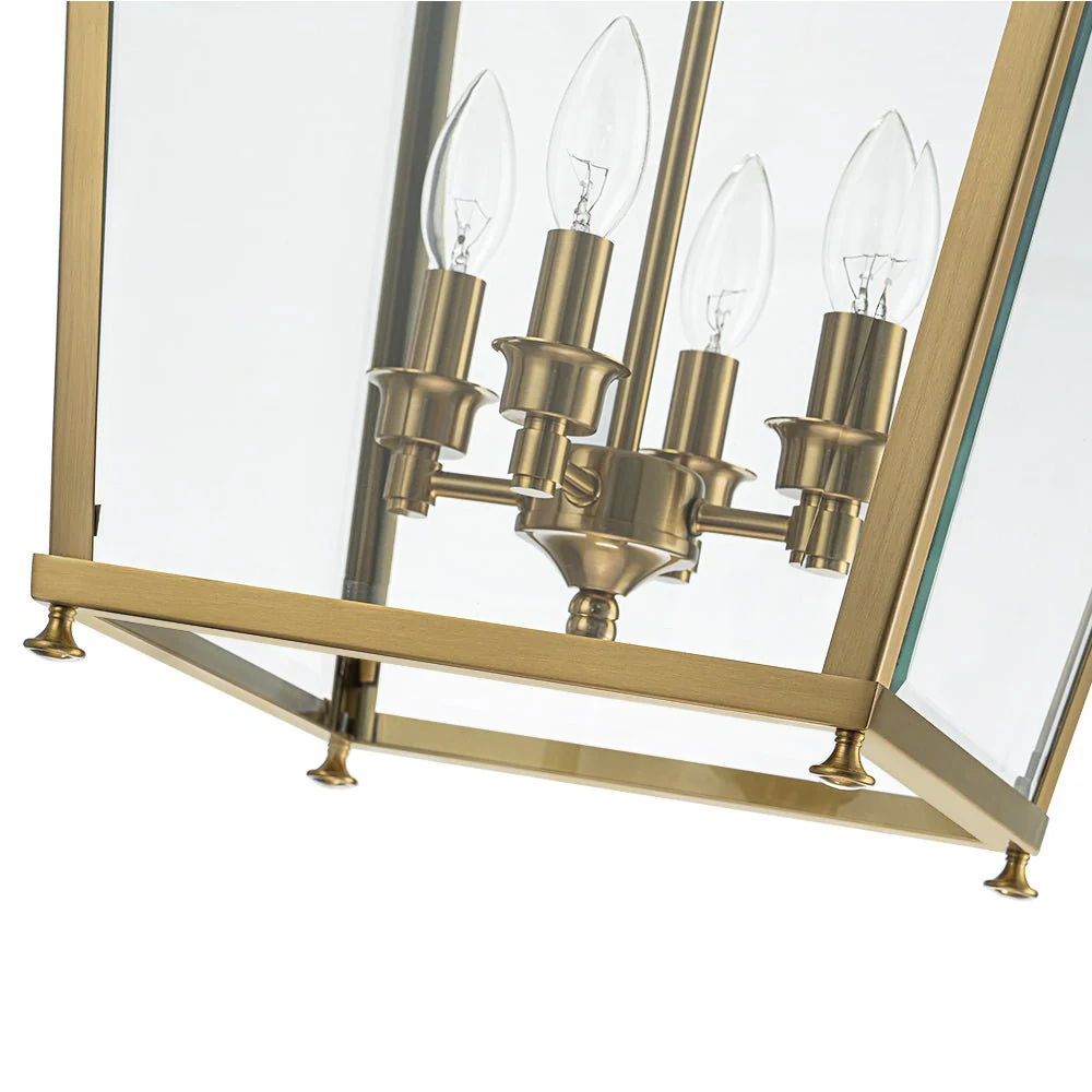 4-Light French Candle Style Wide Square Glass Lantern Pendant - Image 13