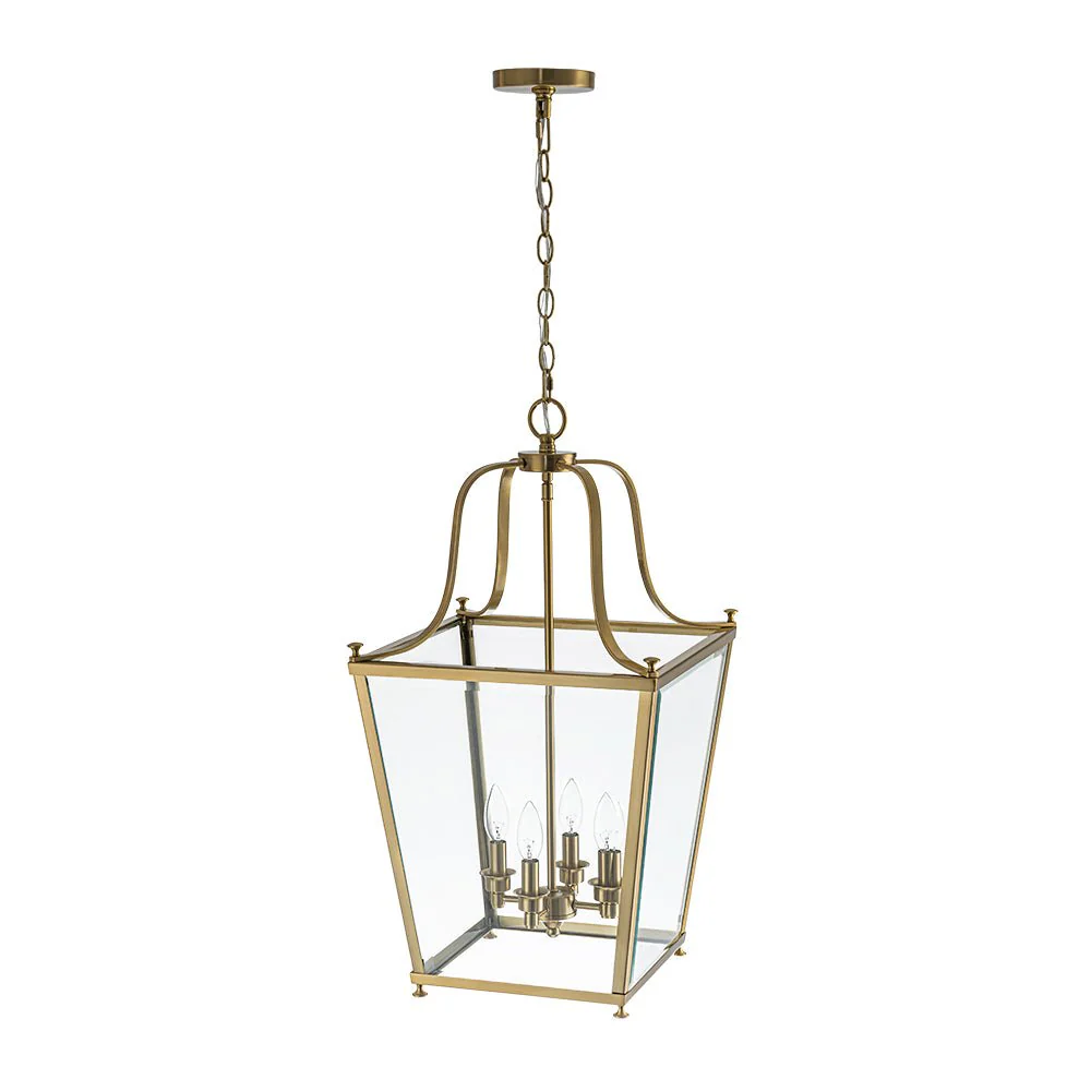4-Light French Candle Style Wide Square Glass Lantern Pendant - Image 6