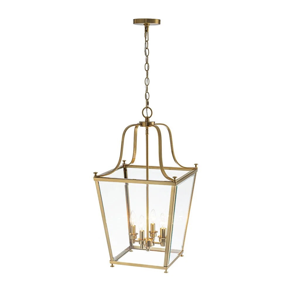 4-Light French Candle Style Wide Square Glass Lantern Pendant - Image 7