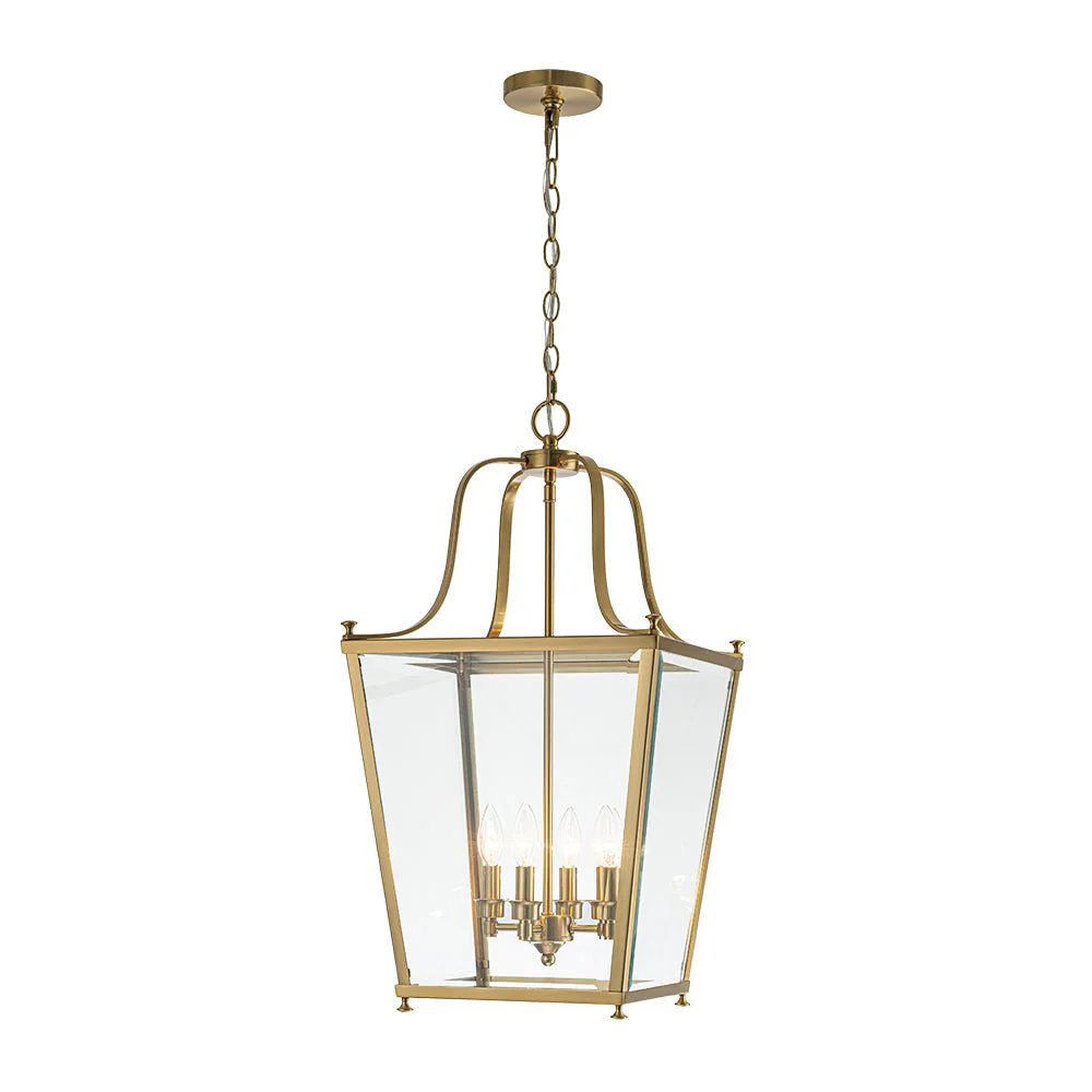 4-Light French Candle Style Wide Square Glass Lantern Pendant - Image 8