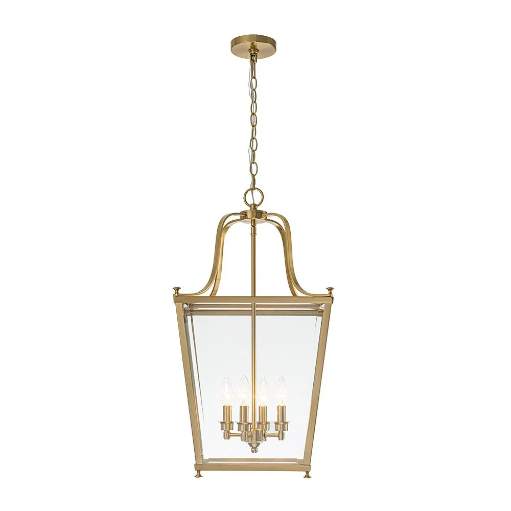 4-Light French Candle Style Wide Square Glass Lantern Pendant - Image 9