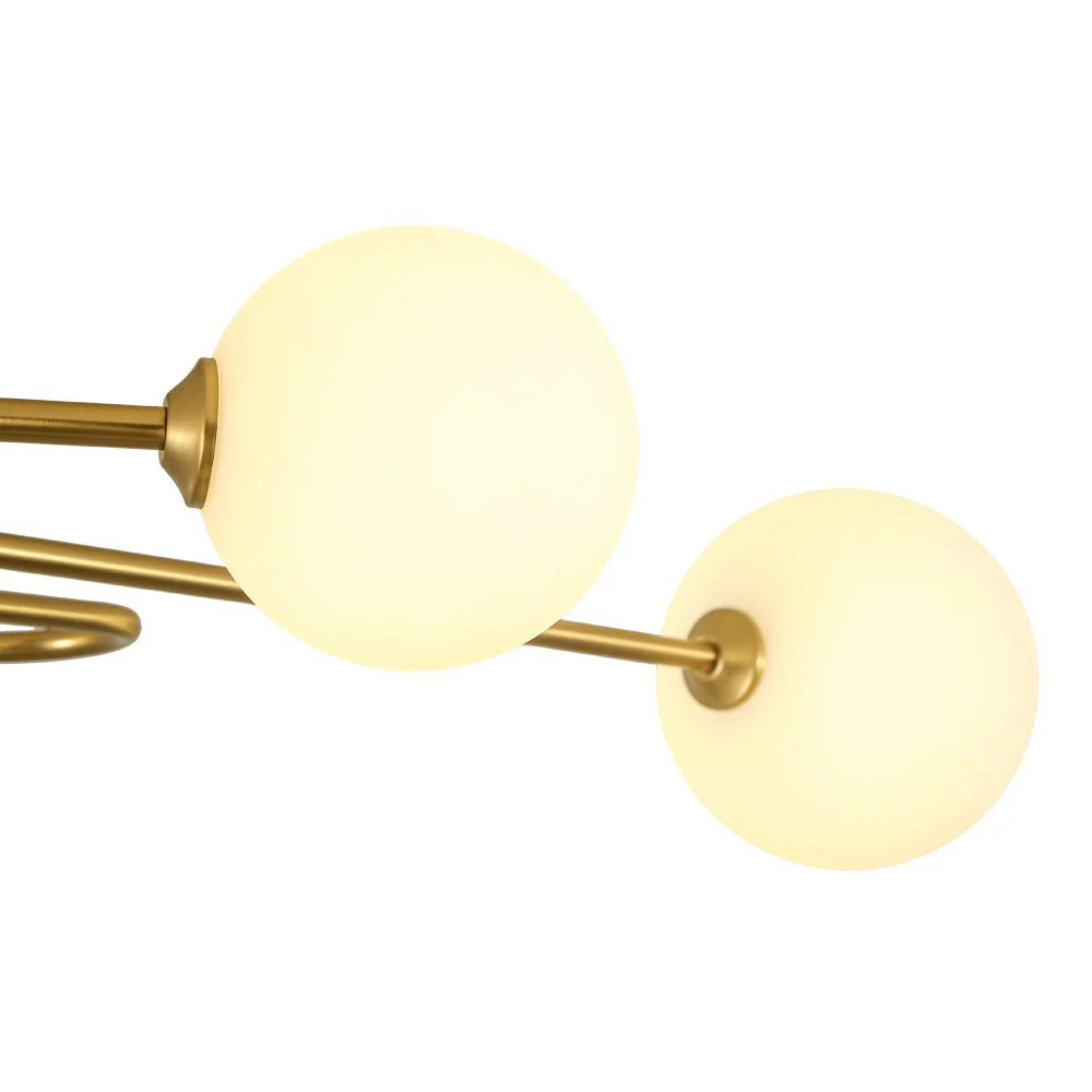 4-Light Frosted Glass Globe Linear Sputnik Semi Flush Mount - Image 10
