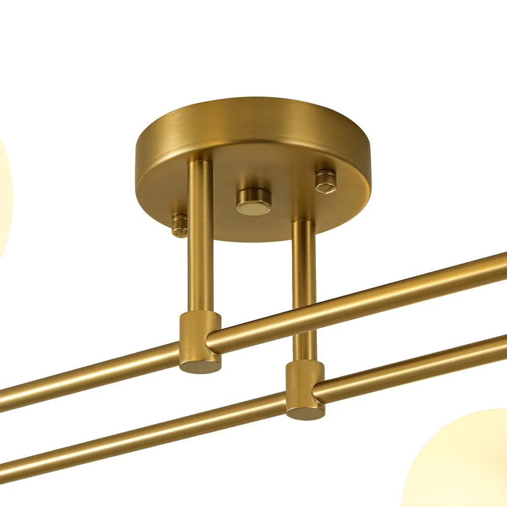 4-Light Frosted Glass Globe Linear Sputnik Semi Flush Mount - Image 12