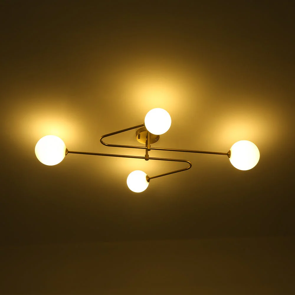 4-Light Frosted Glass Globe Linear Sputnik Semi Flush Mount - Image 16