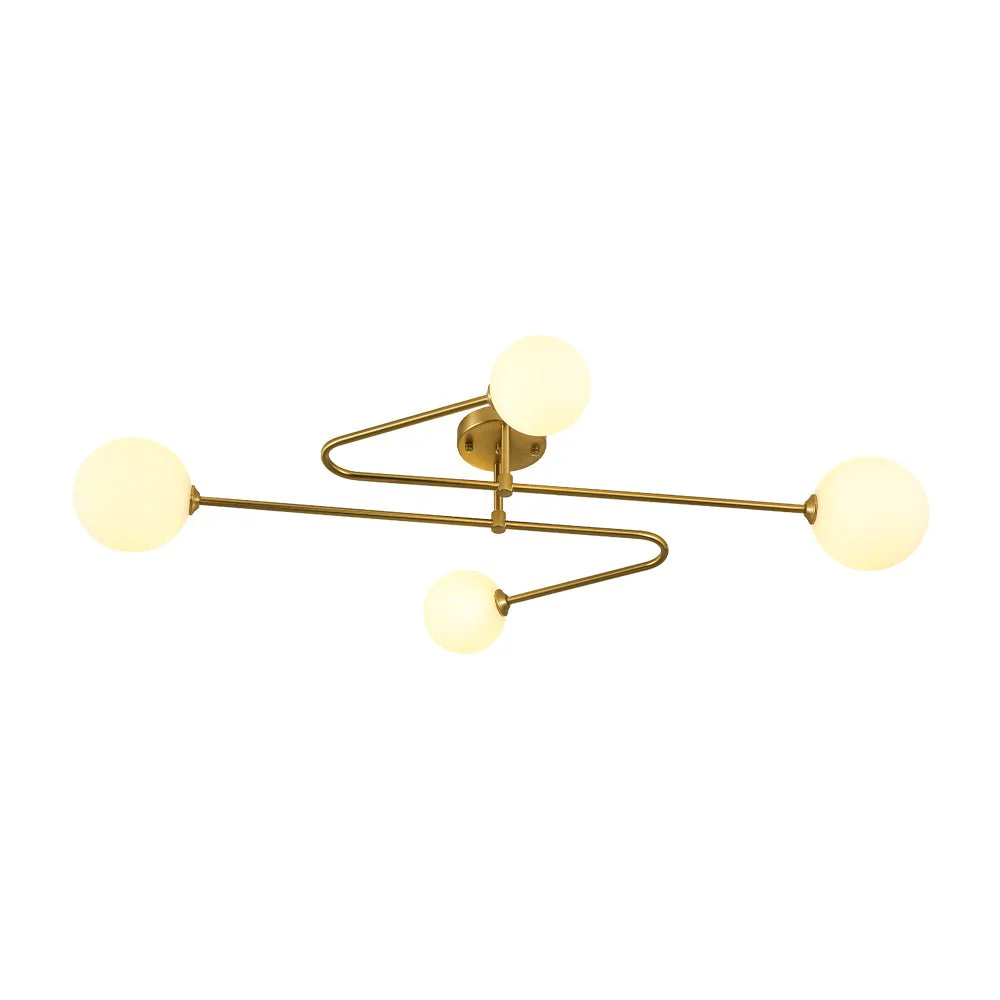 4-Light Frosted Glass Globe Linear Sputnik Semi Flush Mount - Image 5