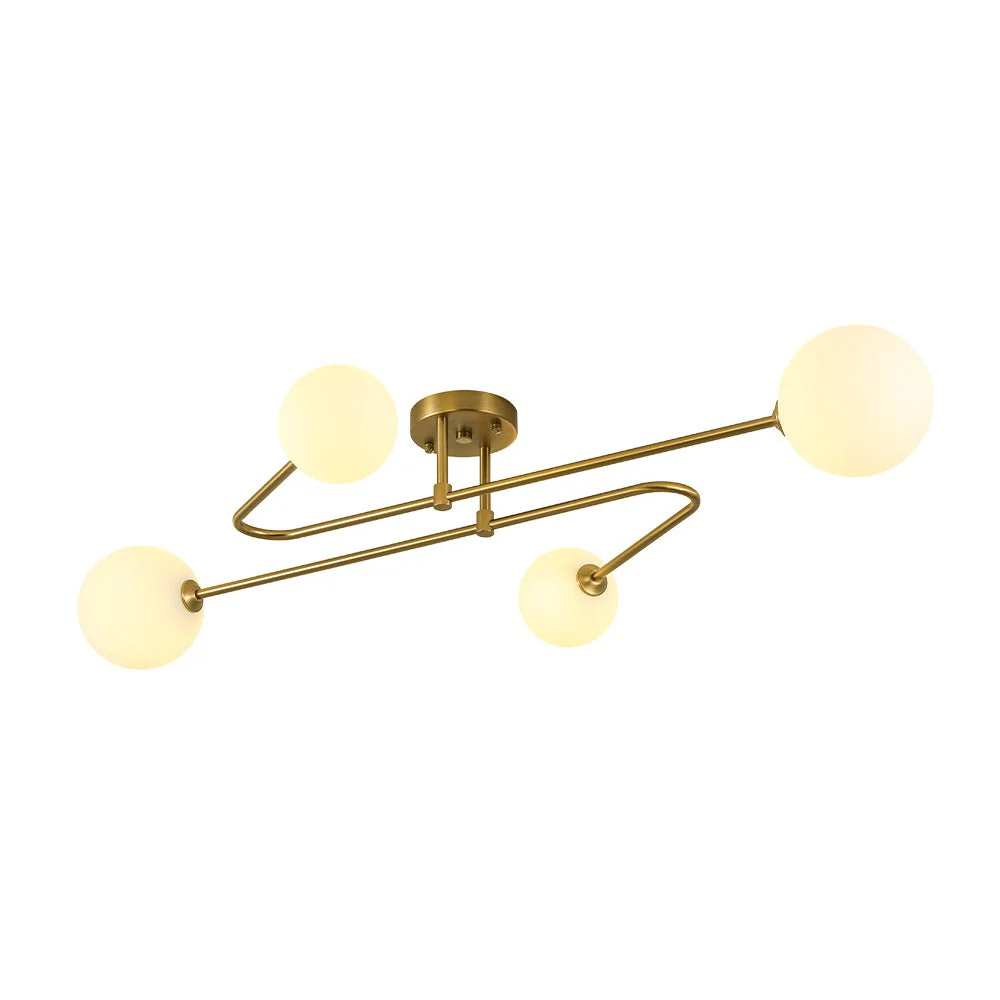 4-Light Frosted Glass Globe Linear Sputnik Semi Flush Mount - Image 8