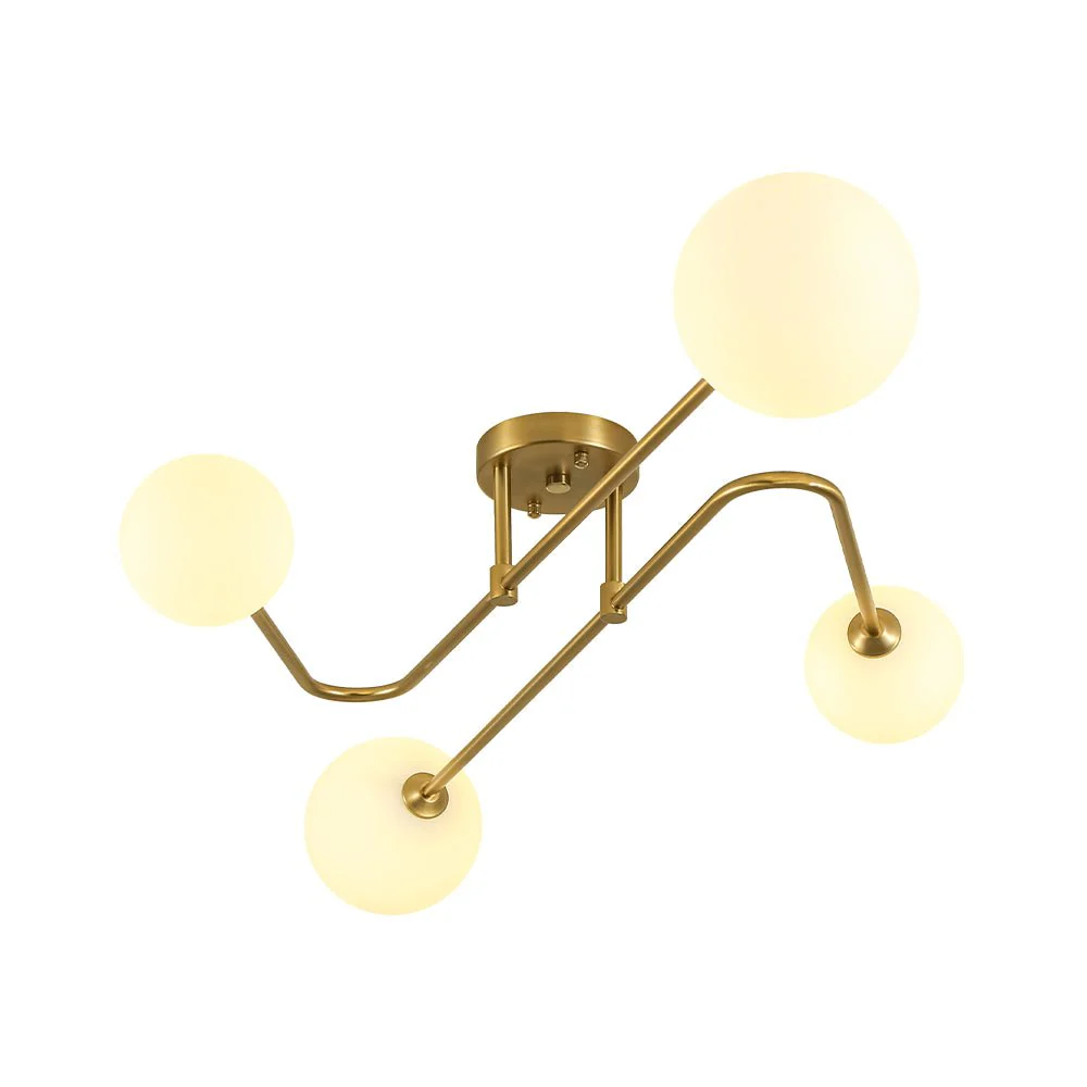 4-Light Frosted Glass Globe Linear Sputnik Semi Flush Mount - Image 9