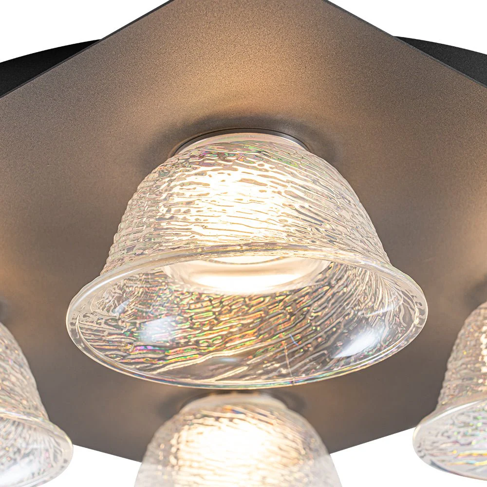 4-Light Iridescent Glass Bell LED Square Semi Flush Mount - Image 12
