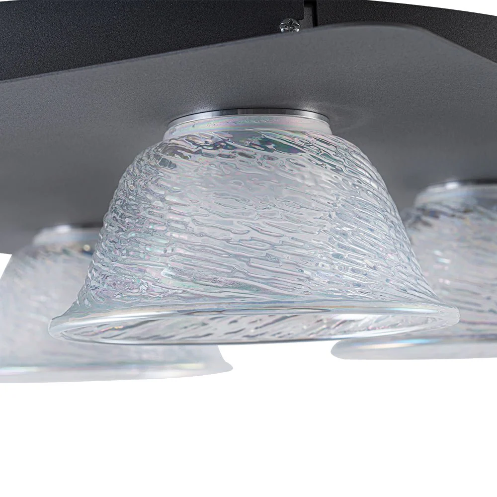 4-Light Iridescent Glass Bell LED Square Semi Flush Mount - Image 15