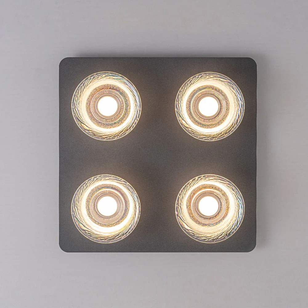 4-Light Iridescent Glass Bell LED Square Semi Flush Mount - Image 18