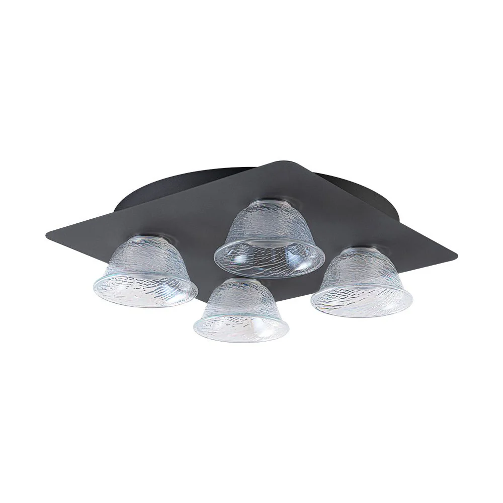 4-Light Iridescent Glass Bell LED Square Semi Flush Mount - Image 4