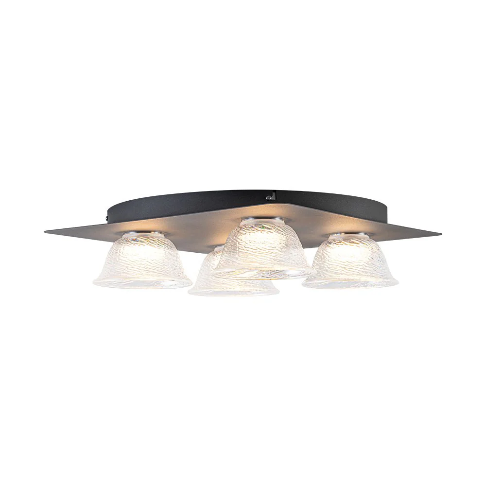 4-Light Iridescent Glass Bell LED Square Semi Flush Mount - Image 5