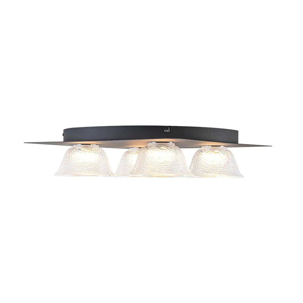 4-Light Iridescent Glass Bell LED Square Semi Flush Mount - Image 6