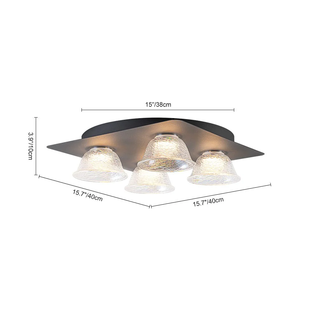 4-Light Iridescent Glass Bell LED Square Semi Flush Mount - Image 7