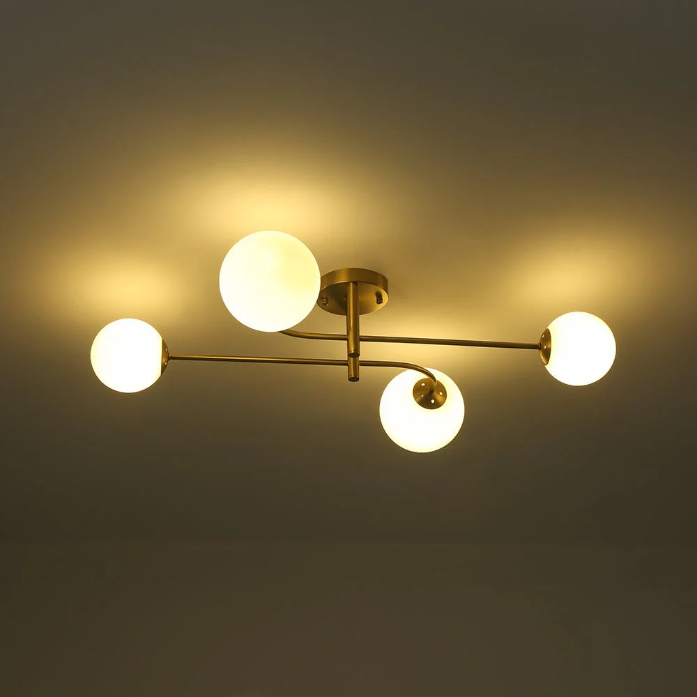 4-Light Minimalist Linear Sputnik Opal Glass Globe Semi Flush - Image 10