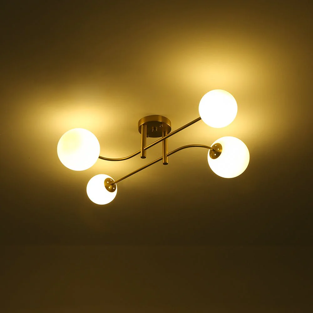 4-Light Minimalist Linear Sputnik Opal Glass Globe Semi Flush - Image 12