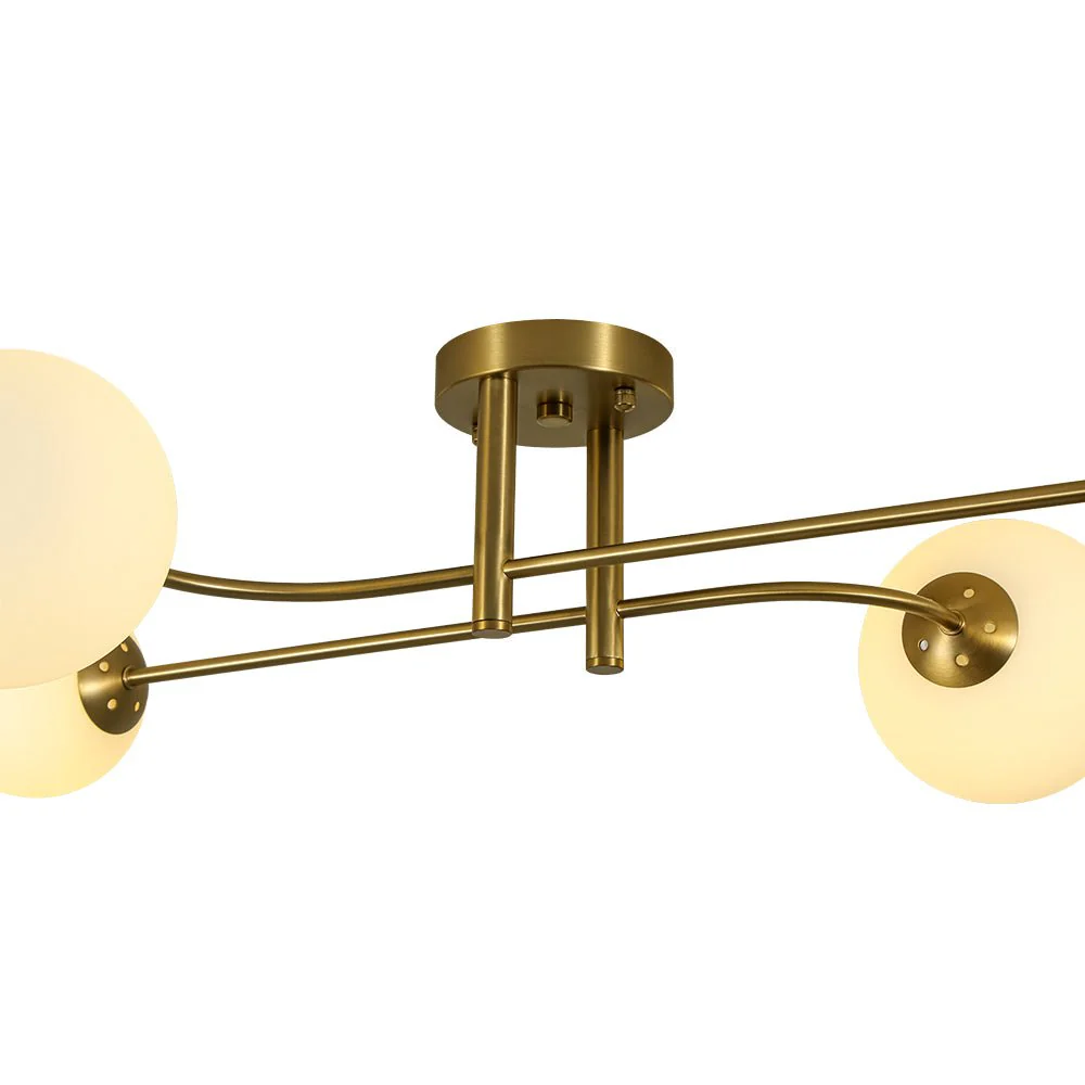 4-Light Minimalist Linear Sputnik Opal Glass Globe Semi Flush - Image 13