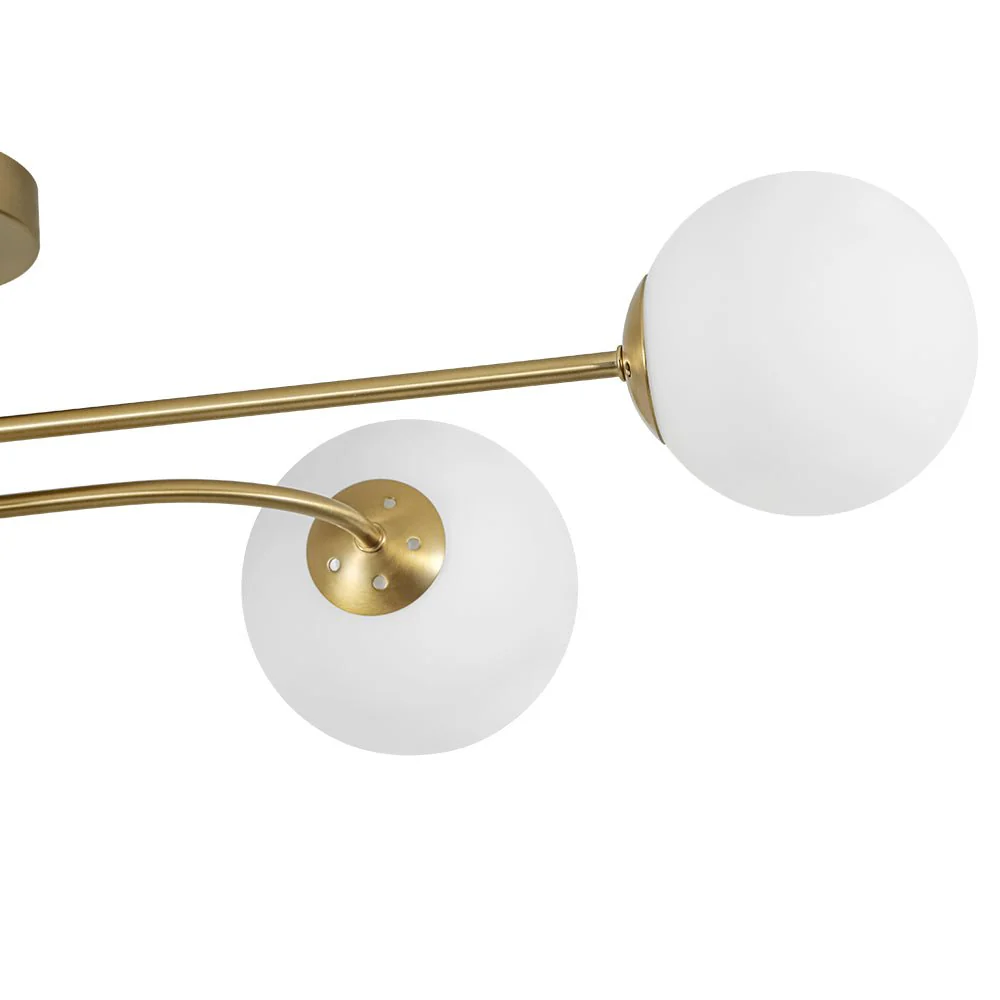 4-Light Minimalist Linear Sputnik Opal Glass Globe Semi Flush - Image 14