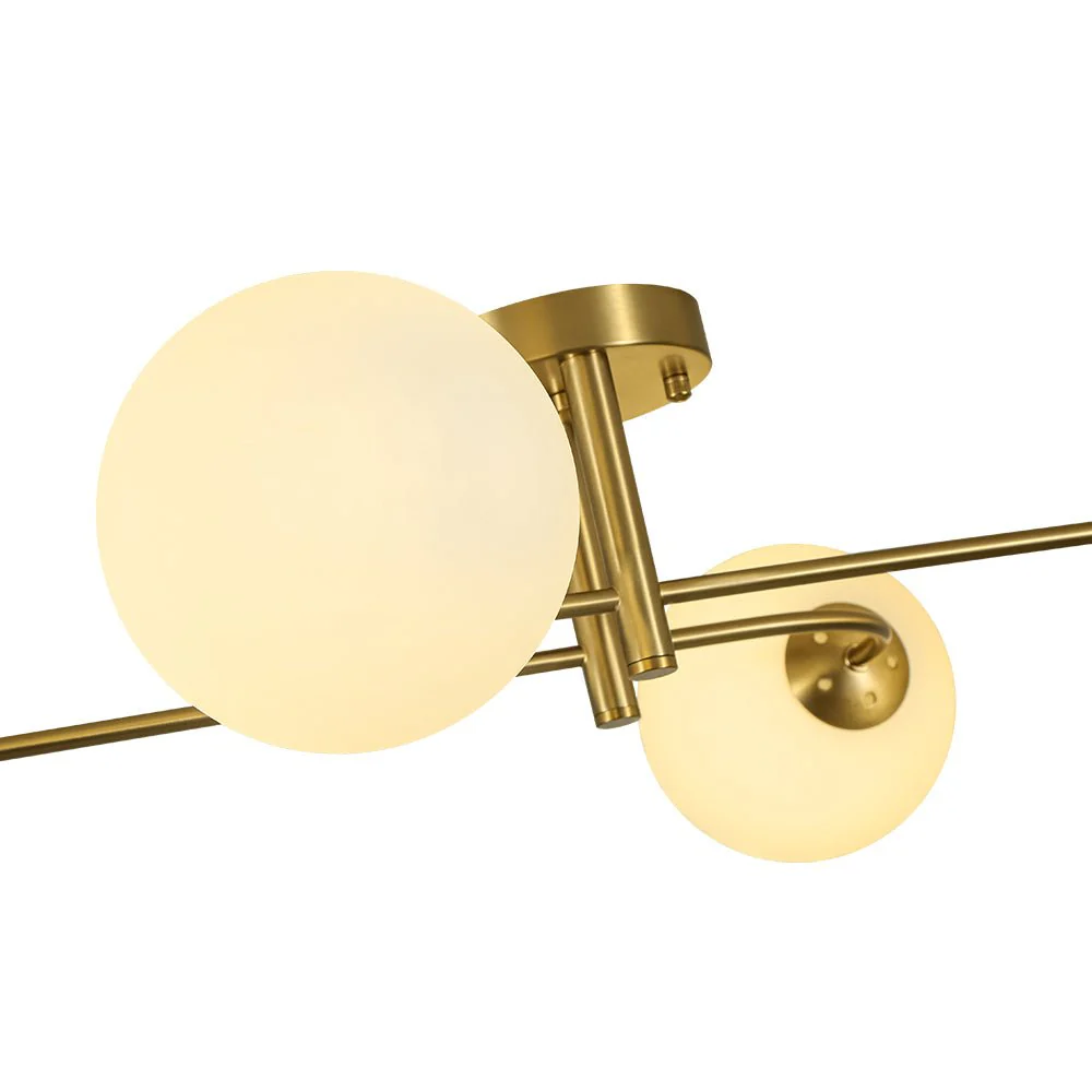 4-Light Minimalist Linear Sputnik Opal Glass Globe Semi Flush - Image 15