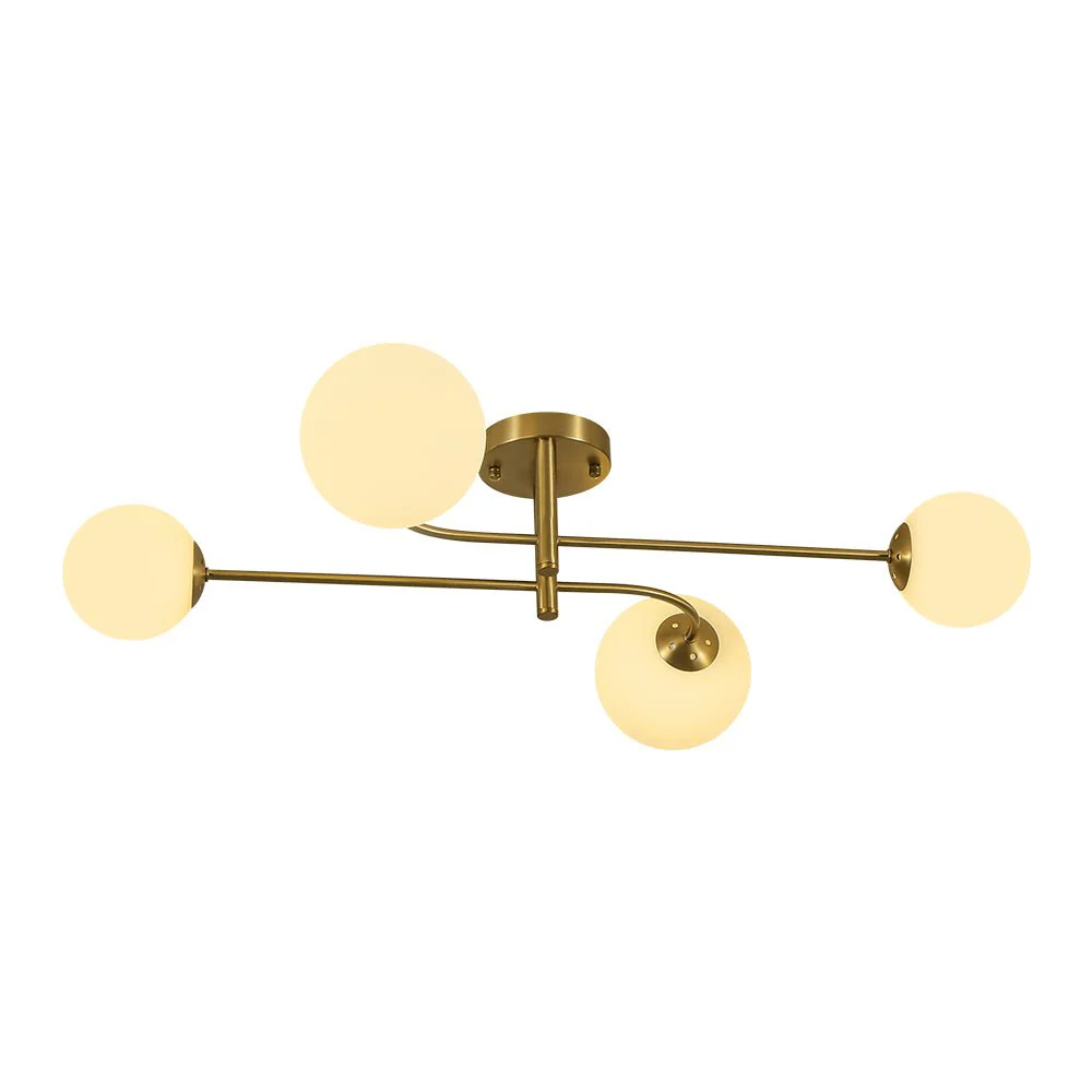 4-Light Minimalist Linear Sputnik Opal Glass Globe Semi Flush - Image 3