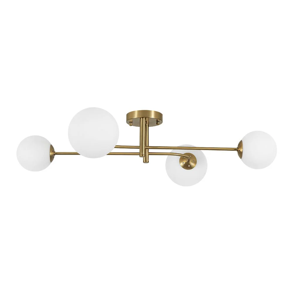 4-Light Minimalist Linear Sputnik Opal Glass Globe Semi Flush - Image 4