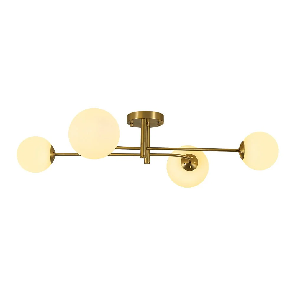 4-Light Minimalist Linear Sputnik Opal Glass Globe Semi Flush - Image 5